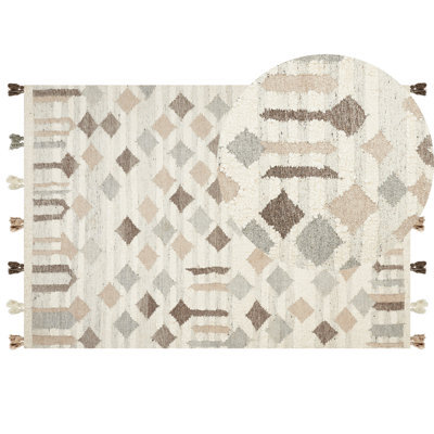 Beliani Rug Kaghtsrashen Beige 160 X 230 Cm Wool Kilim - image 1