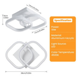 Pheashine Sleek Led Ceiling Light 19W Square 19Cm White Neutral Light 220V - thumbnail 3