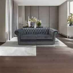 Chesterfield 2 Seater Sofa Amalfi Anthracite Black Velvet Fabric In Classic Style - thumbnail 2