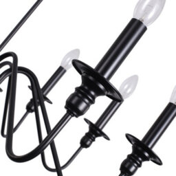 Darphe 74Cm Vintage 8-Light Candle Chandelier, Black Metal Pendant Light With 186Cm Chain - thumbnail 4