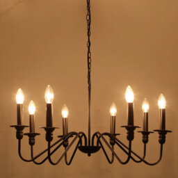 Darphe 74Cm Vintage 8-Light Candle Chandelier, Black Metal Pendant Light With 186Cm Chain - thumbnail 7