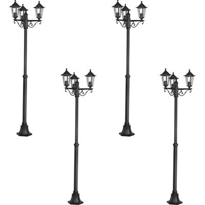 Set Of 4 Modern Ip44 Outdoor Bollard Lights - Black Cast Aluminium 60W E27 - image 1