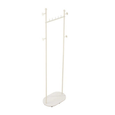White Framed Elegant Metal Pole Clothes Rail Marble Base Coat Rack Stand Home Hotel Hall Tree - image 1