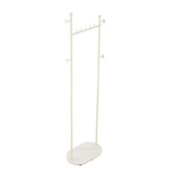White Framed Elegant Metal Pole Clothes Rail Marble Base Coat Rack Stand Home Hotel Hall Tree