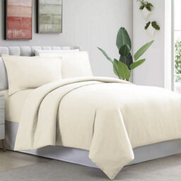 Ameha Plain 3-Piece Duvet Cream Quilt Cover Soft & Anti Allergic Bedding Set Reversible Single Set With Pillowcase 135 X 200 Cm - thumbnail 3