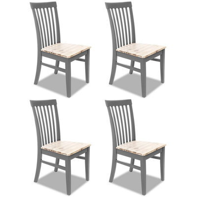 Statement Furniture Florence Highback Wooden Seat Chairs Set Of 4 - Dove Grey - image 1