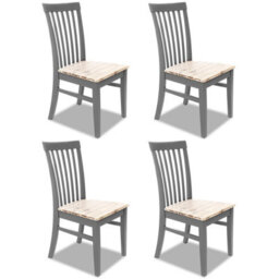 Statement Furniture Florence Highback Wooden Seat Chairs Set Of 4 - Dove Grey - thumbnail 1