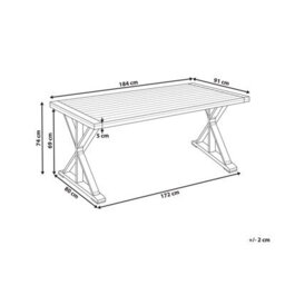 Beliani Garden Dining Table Calabritto 90 Cm 180 Cm Acacia Wood Brown - thumbnail 3