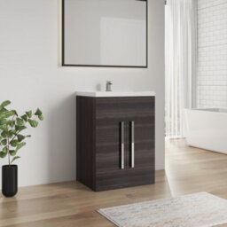 Sundaze Charcoal Bathroom Furniture 600mm Vanity Unit Sink Basin Storage Cabinet Floor Standing