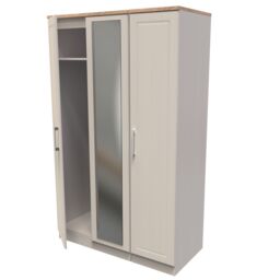 Sevilla Ready Assembled Traditional Matt Beige Oak Effect Large Triple Wardrobe With 1 Mirror Door (H)1825mm (W)1110mm (D)530mm - thumbnail 7
