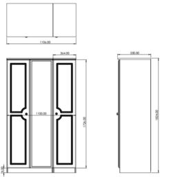 Sevilla Ready Assembled Traditional Matt Beige Oak Effect Large Triple Wardrobe With 1 Mirror Door (H)1825mm (W)1110mm (D)530mm - thumbnail 4