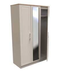 Sevilla Ready Assembled Traditional Matt Beige Oak Effect Large Triple Wardrobe With 1 Mirror Door (H)1825mm (W)1110mm (D)530mm - thumbnail 6