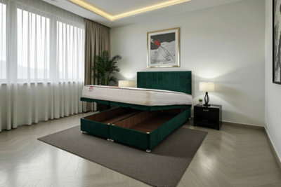 "Knight Sleep Paris Ottoman Bed Emerald Plush 4Ft With Mattress & 24""headboard -Small Double" - image 1