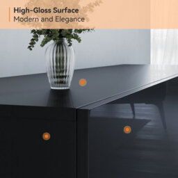 Elegant Floating Tv Stand Cabinet, Black Wall-Mounted Tv Unit With Drop-Down Door, 180X40X30Cm - thumbnail 4