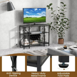 3 Tier Wine Bar Cabinet Industrial Wine Rack W/ Storage Shelves Grey - thumbnail 4