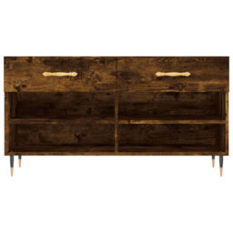 Berkfield Shoe Bench Smoked Oak 102X35X55 Cm Engineered Wood - thumbnail 6