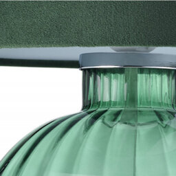 Happy Homewares Contemporary Emerald Ribbed Glass Table Lamp With Forest Green Velvet Shade - thumbnail 3