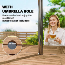 Outsunny Extending Garden Table, Acacia Wood Outdoor Dining Table For 6-8 - thumbnail 6