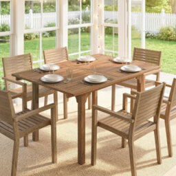 Outsunny Extending Garden Table, Acacia Wood Outdoor Dining Table For 6-8 - thumbnail 7