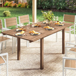 Outsunny Extending Garden Table, Acacia Wood Outdoor Dining Table For 6-8 - thumbnail 8