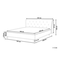 Beliani Bed Fabric Saverne 180 X 200 Cm (Eu Super King) Light Grey - thumbnail 3