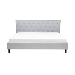 Beliani Bed Fabric Saverne 180 X 200 Cm (Eu Super King) Light Grey - thumbnail 4