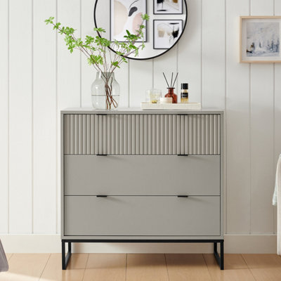 Melody Maison Large 3 Drawer Chest Of Drawers - Hesley Taupe Stone Range - image 1