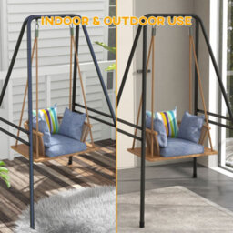 Outsunny Hammock Chair Stand Metal Frame Hammock Stand Only, Black - thumbnail 5
