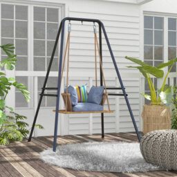 Outsunny Hammock Chair Stand Metal Frame Hammock Stand Only, Black - thumbnail 1