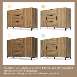 Btm Sideboard Cabinet, 2 Doors & 3 Drawers, Adjustable Shelf, Dark Oak 120X40X76Cm - thumbnail 5