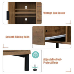 Btm Sideboard Cabinet, 2 Doors & 3 Drawers, Adjustable Shelf, Dark Oak 120X40X76Cm - thumbnail 4