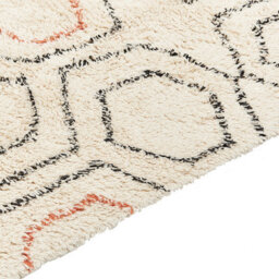 Beliani Hand-Tufted Cotton Rug 160 X 230 Cm - Beige Geometric With Orange Tassels - thumbnail 3