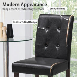 Gainoom Set Of 2 Black Bar Stools Upholstered Bar Counter Height Chair With Button-Tufted Back - thumbnail 9