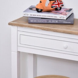 Homcom 80X75Cm Console Table W/ Drawer 2 Shelves Worktop Handle Retro White - thumbnail 8