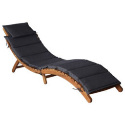 Walplus Sun Lounger With Dark Grey Cushions Solid Wood Acacia