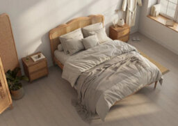 Beige Rattan And Oak Bed Frame - Double - thumbnail 2
