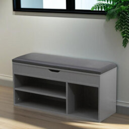 Pirlo Plush Shoe Storage Bench 90Cm Grey Furniture - thumbnail 5