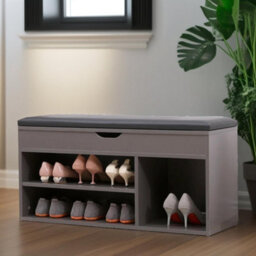 Pirlo Plush Shoe Storage Bench 90Cm Grey Furniture - thumbnail 1