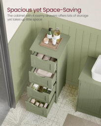Songmics Bathroom Floor Storage Cabinet, Bathroom Storage Unit With 4 Drawers, Bathroom Cabinet Freestanding, Laurel Green - thumbnail 3
