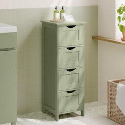 Songmics Bathroom Floor Storage Cabinet, Bathroom Storage Unit With 4 Drawers, Bathroom Cabinet Freestanding, Laurel Green