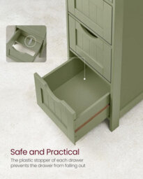 Songmics Bathroom Floor Storage Cabinet, Bathroom Storage Unit With 4 Drawers, Bathroom Cabinet Freestanding, Laurel Green - thumbnail 4