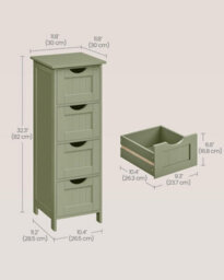 Songmics Bathroom Floor Storage Cabinet, Bathroom Storage Unit With 4 Drawers, Bathroom Cabinet Freestanding, Laurel Green - thumbnail 2