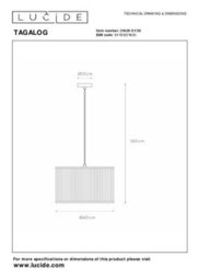 Lucide Tagalog Scandinavian Pendant Light 40Cm - 1Xe27 - Black - thumbnail 8