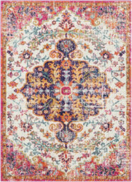 Livabliss Harput-Vintage Blue Orange Yellow Grey Traditional Boho Living Dining Bedroom Rug 120 X 170 Cm Easy Care, Non Shedding