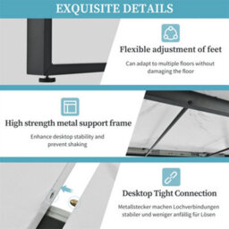 Abrihome Dining Table Telescopic Table, 140/180X80X75Cm, Iron Metal Legs & Square Tube Legs, Dual Use For Home & Office  - thumbnail 9