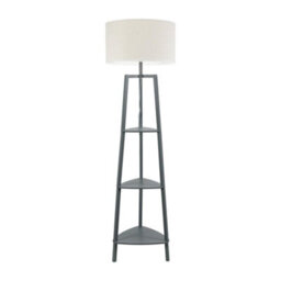 Valuelights Hiru Grey 3 Tier Shelf Floor Lamp With White Trim Linen Shade - thumbnail 7