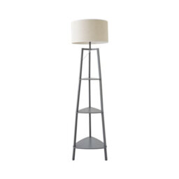 Valuelights Hiru Grey 3 Tier Shelf Floor Lamp With White Trim Linen Shade - thumbnail 5
