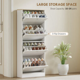Wyld Haus Fiyofa 4-Drawer White Shoe Cabinet - Tall Slim Tilt-Out Storage 60 X 23.5 X 151 Cm - thumbnail 4