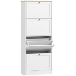 Wyld Haus Fiyofa 4-Drawer White Shoe Cabinet - Tall Slim Tilt-Out Storage 60 X 23.5 X 151 Cm - thumbnail 2