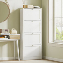 Wyld Haus Fiyofa 4-Drawer White Shoe Cabinet - Tall Slim Tilt-Out Storage 60 X 23.5 X 151 Cm - thumbnail 7
